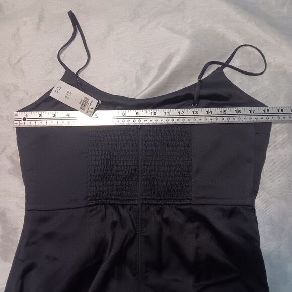 Abercrombie & Fitch black silky black midi dress size large - Picture 7 of 7